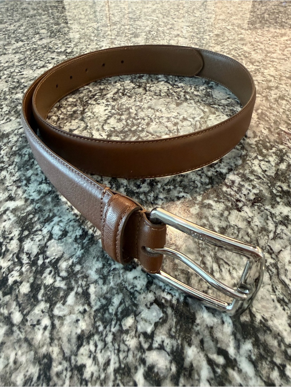 Polo by Ralph Lauren Brown Leather Belt with Silver-Tone Buckle - Sz 38